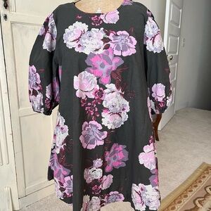 Free People Floral Black and Pink tunic Dress